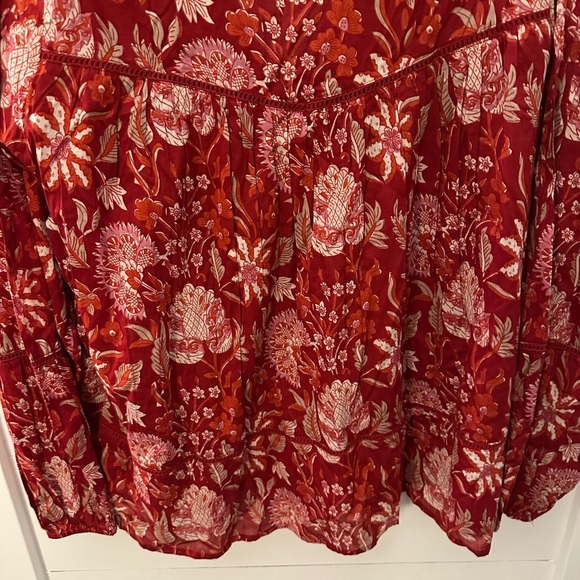 RACHEL ZOE Peasant floral loose fit V neck embroidered cottagecore blouse XL - Picture 10 of 12